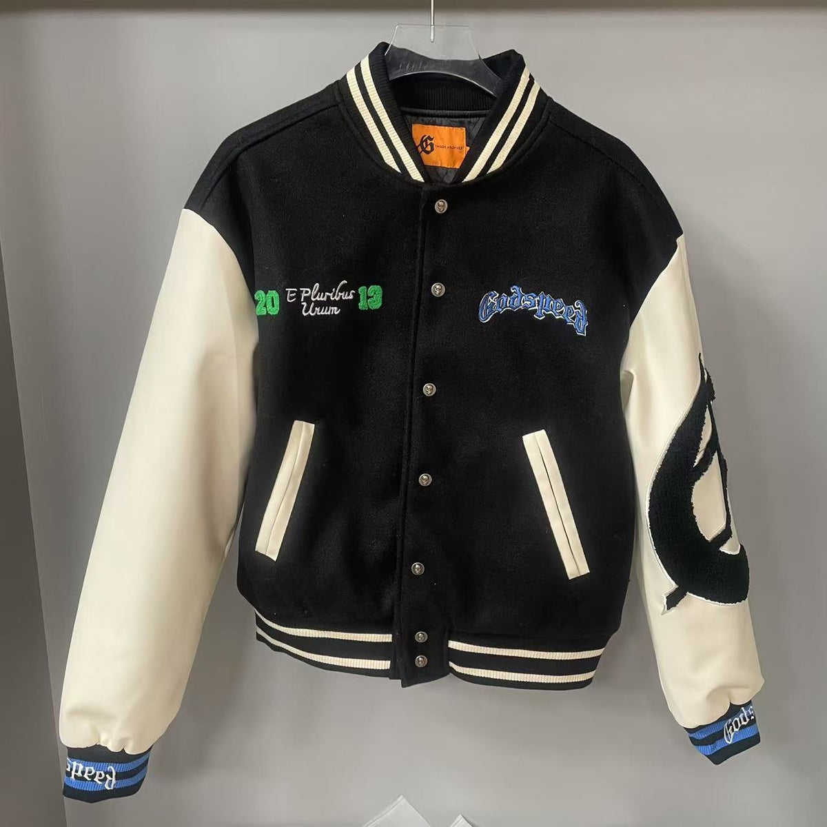 Godspeed Mens F.T.D Wool Varsity Jacket Black/blue
